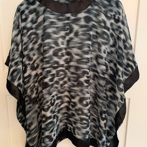 Black and Gray Animal Print Poncho Top
